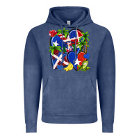 Vintage Denim puerto rico with dominican republic hearts Vintage Hoodie - NancyCooperArtShop