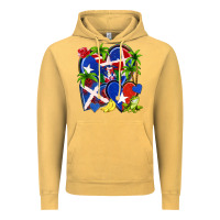 Vintage Mustard puerto rico with dominican republic hearts Vintage Hoodie - NancyCooperArtShop