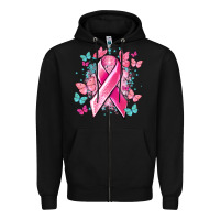 Black Breast Cancer ribbon Cancer Awareness Zipper Hoodie - HowdyJamesFarm