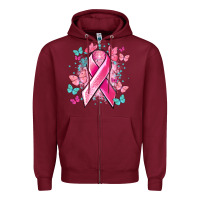 Burgundy Breast Cancer ribbon Cancer Awareness Zipper Hoodie - HowdyJamesFarm