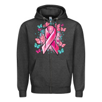 Charcoal Heather Breast Cancer ribbon Cancer Awareness Zipper Hoodie - HowdyJamesFarm