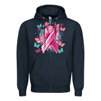 Navy Breast Cancer ribbon Cancer Awareness Zipper Hoodie - HowdyJamesFarm