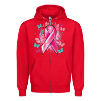 Red Breast Cancer ribbon Cancer Awareness Zipper Hoodie - HowdyJamesFarm