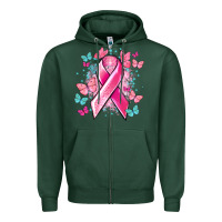 Sports Green Breast Cancer ribbon Cancer Awareness Zipper Hoodie - HowdyJamesFarm