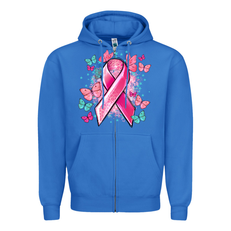 Breast Cancer Ribbon Cancer Awareness Zipper Hoodie by HowdyJamesFarm | Teevron