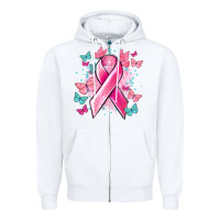 White Breast Cancer ribbon Cancer Awareness Zipper Hoodie - HowdyJamesFarm