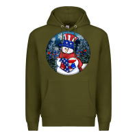Army Green Patriotic snowman ornament 4th of july Premium Hoodie - HowdyJamesFarm