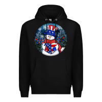 Black Patriotic snowman ornament 4th of july Premium Hoodie - HowdyJamesFarm