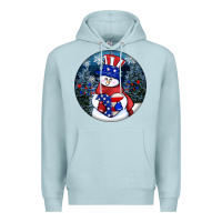 Blue Mist Patriotic snowman ornament 4th of july Premium Hoodie - HowdyJamesFarm
