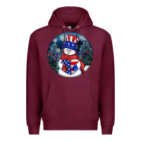 Burgundy Patriotic snowman ornament 4th of july Premium Hoodie - HowdyJamesFarm