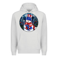 Dove Grey Patriotic snowman ornament 4th of july Premium Hoodie - HowdyJamesFarm