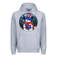 Heather Grey Patriotic snowman ornament 4th of july Premium Hoodie - HowdyJamesFarm