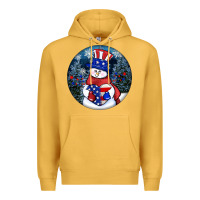 Mustard Patriotic snowman ornament 4th of july Premium Hoodie - HowdyJamesFarm