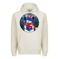 Oatmeal Heather Patriotic snowman ornament 4th of july Premium Hoodie - HowdyJamesFarm