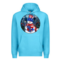 Ocean Blue Patriotic snowman ornament 4th of july Premium Hoodie - HowdyJamesFarm