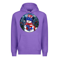 Purple Patriotic snowman ornament 4th of july Premium Hoodie - HowdyJamesFarm