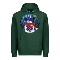 Sports Green Patriotic snowman ornament 4th of july Premium Hoodie - HowdyJamesFarm