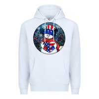 White Patriotic snowman ornament 4th of july Premium Hoodie - HowdyJamesFarm