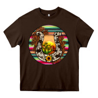 Chocolate Brown horseshoe circle Heavy Core Tee - JahusDesignShop