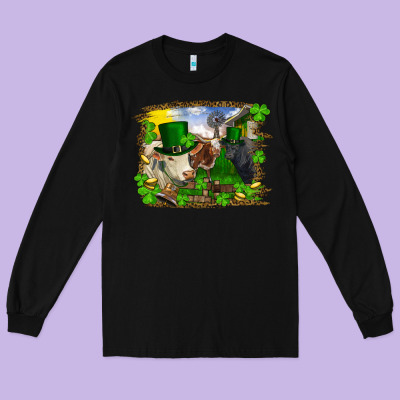 St Patrick's Day Cows Long Sleeve Tee Designed By Ranaportraitstore
