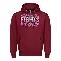 Burgundy Nobody fights alone Cancer Awareness Zipper Hoodie - HowdyJamesFarm