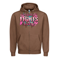 Chestnut Nobody fights alone Cancer Awareness Zipper Hoodie - HowdyJamesFarm