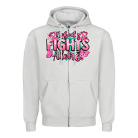 Dove Grey Nobody fights alone Cancer Awareness Zipper Hoodie - HowdyJamesFarm