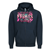 Navy Nobody fights alone Cancer Awareness Zipper Hoodie - HowdyJamesFarm