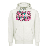Oatmeal Heather Nobody fights alone Cancer Awareness Zipper Hoodie - HowdyJamesFarm