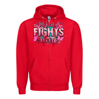 Red Nobody fights alone Cancer Awareness Zipper Hoodie - HowdyJamesFarm