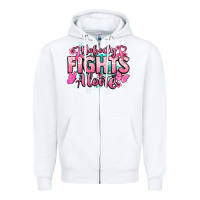 White Nobody fights alone Cancer Awareness Zipper Hoodie - HowdyJamesFarm