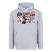 Heather Grey American mama with gnome mothers day Heavyweight Hoodie - HowdyJamesFarm