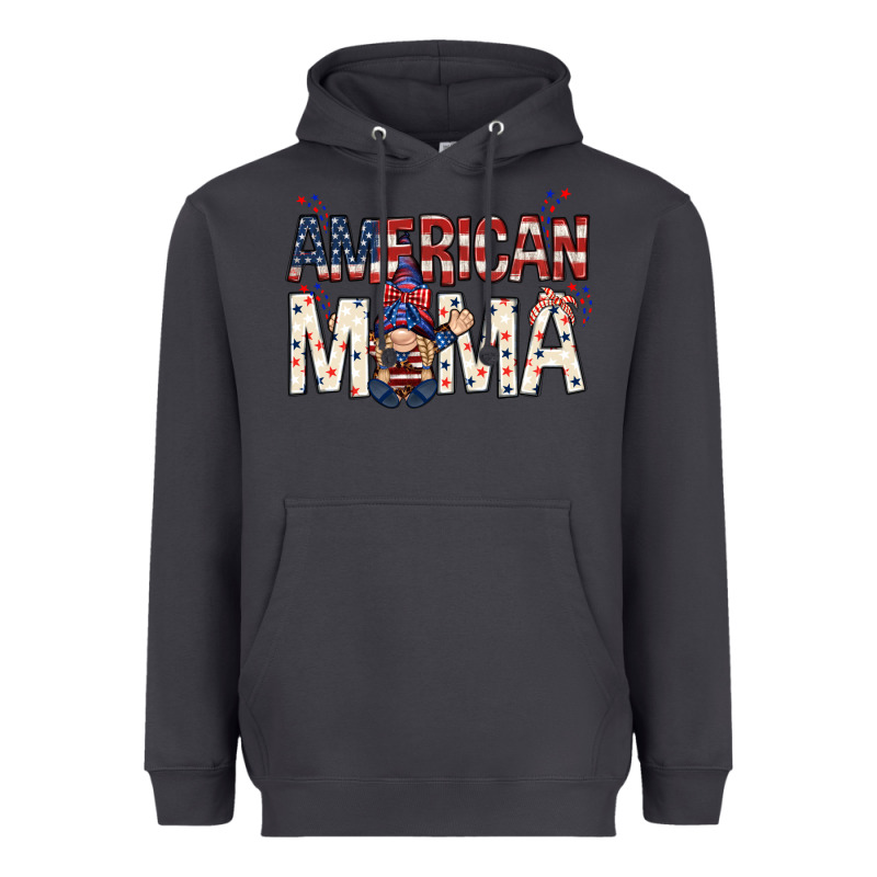 American Mama With Gnome Mothers Day Heavyweight Hoodie by HowdyJamesFarm | Teevron