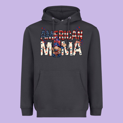 American Mama With Gnome Mothers Day Heavyweight Hoodie Designed By Howdyjamesfarm