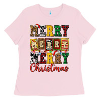 Bubblegum Pink merry merry merry christmas ado Ladies Tee - AdoDesignShop