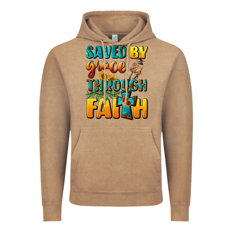 Saved By Grace Through Faith Vintage Hoodie by NancyCooperArtShop | Teevron