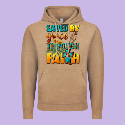 Saved By Grace Through Faith Vintage Hoodie Designed By Nancycooperartshop