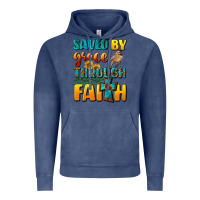 Vintage Denim saved by grace through faith Vintage Hoodie - NancyCooperArtShop