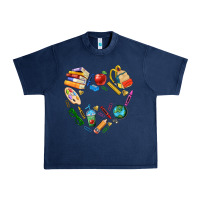 Navy teacher heart custom Urban Heavy Tee - NancyCooperArtShop