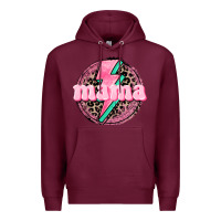 Burgundy Mama leopard background Mother's Day Premium Hoodie - CowGirlArtShop