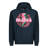 Navy Mama leopard background Mother's Day Premium Hoodie - CowGirlArtShop