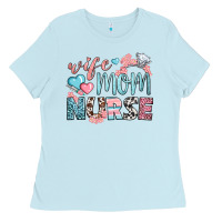 Baby Blue wife mom nurse Ladies Tee - BundleAndBundleShop