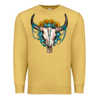 Antique Gold sunflower gemstone bull skull Premium Sweatshirt - OliviaCreatesArt