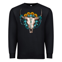 Black sunflower gemstone bull skull Premium Sweatshirt - OliviaCreatesArt