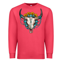 Cardinal sunflower gemstone bull skull Premium Sweatshirt - OliviaCreatesArt