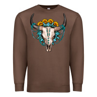 Chestnut sunflower gemstone bull skull Premium Sweatshirt - OliviaCreatesArt