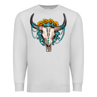 Dove Grey sunflower gemstone bull skull Premium Sweatshirt - OliviaCreatesArt