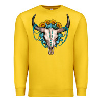 Lemon sunflower gemstone bull skull Premium Sweatshirt - OliviaCreatesArt
