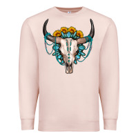 Pale Pink sunflower gemstone bull skull Premium Sweatshirt - OliviaCreatesArt