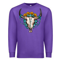 Purple sunflower gemstone bull skull Premium Sweatshirt - OliviaCreatesArt